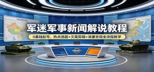 军迷军事新闻解说教程：0基础起号，热点选题+文案剪辑+消重变现全流程教学-木子聊项目