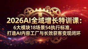 2026AI全域增长特训课:6大模块18场景54执行标准,打造AI内容工厂与长效获客变现闭环-木子聊项目