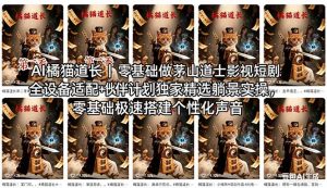 AI橘猫道长茅山道士短剧教程｜零基础傻瓜式操作，AI一键生成古风玄幻爆款短视频快速变现-木子聊项目
