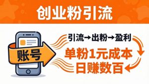 日引50+独家创业粉引流课:1个账号即可开干,单粉1元成本,日赚数百出粉盈利-木子聊项目