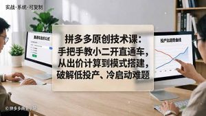 拼多多原创技术课：手把手教小二开直通车，从出价计算到模式搭建，破解低投产、冷启动难题-木子聊项目