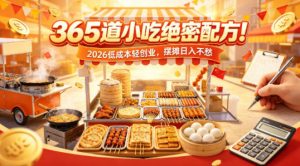 365道小吃绝密配方!2026低成本轻创业,摆摊日入不愁-木子聊项目