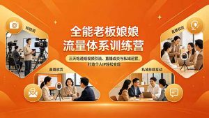 全能老板娘流量体系训练营，三天吃透短视频引流、直播成交与私域运营，打造个人IP轻松变现-木子聊项目