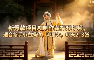 新爆款项目AI制作黄梅戏视频，适合新手小白操作，流量大，每天2-3张-木子聊项目