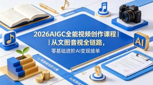 2026AIGC全能视频创作课程|从文图音视全链路,零基础进阶AI变现接单-木子聊项目
