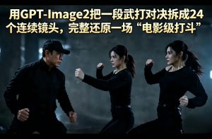 用GPT-Image2把一段武打对决拆成24个连续镜头，完整还原一场“电影级打斗”-木子聊项目