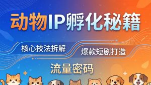 动物IP孵化全套秘籍,三大核心技法拆解,打造爆款萌宠短剧,轻松拿捏赛道流量密码-木子聊项目