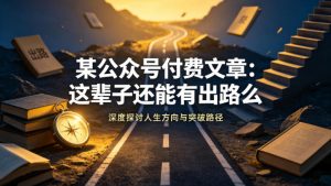 某公众号付费文章：这辈子还能有出路么-木子聊项目