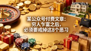 某公众号付费文章：穷人乍富之后，必须要戒掉这8个恶习-木子聊项目