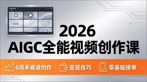 2026AIGC全能视频创作课，8周吃透多赛道创作+变现，零基础也能高效出片接单-木子聊项目