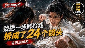 用GPT-Image2，把一段武打对决拆成24个连续镜头，从人物建立、动作衔接、运镜节奏，到情绪爆发-木子聊项目