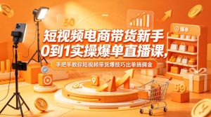 短视频电商带货新手0到1实操爆单直播课，手把手教你短视频带货爆技巧出单搞佣金-木子聊项目