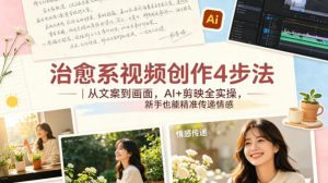 治愈系视频创作4步法|从文案到画面,AI+剪映全实操,新手也能精准传递情感-木子聊项目