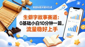 公众号流量主——生僻字故事赛道,流量稳,好上手,0基础小白也能10分钟一篇-木子聊项目