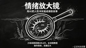 AI制作“情绪放大镜“视频，25条视频涨粉29.6W粉，流量巨大，制作简单，全流程教程-木子聊项目
