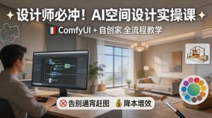 设计师必冲!AI空间设计实操课,ComfyUI+自创家全教学,告别通宵赶图,降本增效-木子聊项目