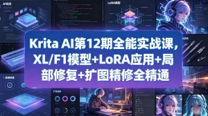 Krita AI第12期全能实战课，XL/F1模型+LoRA应用+局部修复+扩图精修全精通-木子聊项目