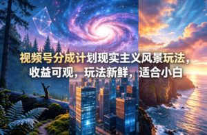 视频号分成计划现实主义风景玩法，收益可观，玩法新鲜，适合小白-木子聊项目