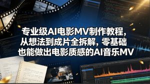 专业级AI电影MV制作教程,从想法到成片全拆解,零基础也能做出电影质感的AI音乐MV-木子聊项目