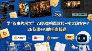学《叙事的科学》=AI影像拍爆款片+接大牌客户？26节课+AI助手直接送【原创双语字幕】-木子聊项目