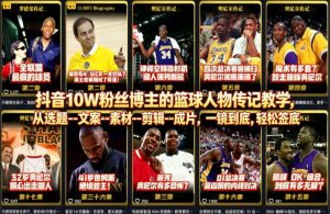 抖音10W粉丝博主的篮球人物传记教学,从选题–文案–素材–剪辑–成片,一镜到底,轻松签约精选独家-木子聊项目