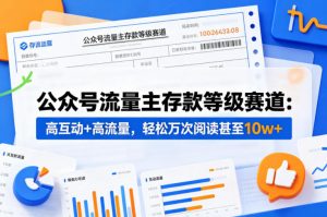 公众号流量主之存款等级赛道,高互动+高流量,轻松达到万次阅读,甚至10w+-木子聊项目