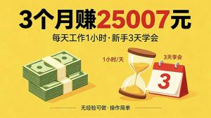 3个月赚钱25007元，每天工作1个小时，新手3天全部学会！-木子聊项目