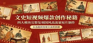 文史短视频爆款创作秘籍：四大模块完整复刻国风高流量短片制作-木子聊项目