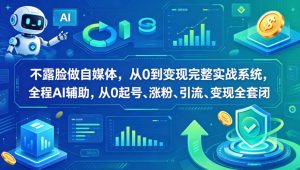 不露脸做自媒体,从0到变现完整实战系统,全程AI辅助,从0起号、涨粉、引流、变现全套闭环-木子聊项目
