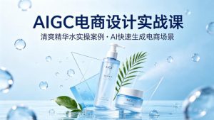 AIGC电商设计实战课,以清爽精华水为实操案例,教你用AI快速生成电商场景-木子聊项目