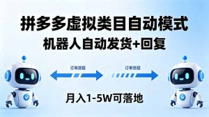 多多虚拟类目自动模式，机器人自动发货 + 回复，月入 1-5W 可落地-木子聊项目