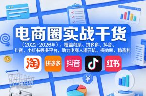 电商圈实战干货(2023-2026年)，覆盖淘系、拼多多、抖音、小红书等多平台，助力电商人避开坑、提效率、稳盈利(更新5月10)-木子聊项目