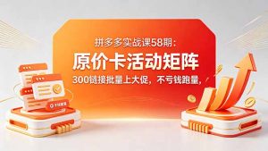 拼多多实战课58期:原价卡活动矩阵,300链接批量上大促,不亏钱跑量-木子聊项目