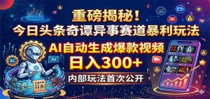 重磅揭秘！今日头条奇谭异事赛道暴利玩法：AI自动生成爆款视频，日入300+-木子聊项目