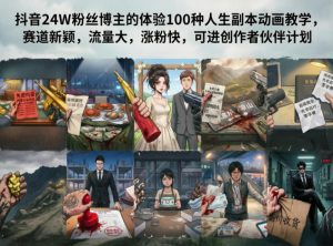 抖音24W粉丝博主的体验100种人生副本动画教学，赛道新颖，流量大，涨粉快，可进创作者伙伴计划-木子聊项目
