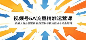 视频号5A流量精准运营课:拆解人群分层逻辑,微信豆科学投流低成本抢占红利-木子聊项目