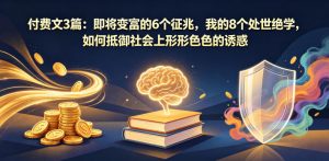 付费文3篇：即将变富的6个征兆，我的8个处世绝学，如何抵御社会上形形色色的诱惑-木子聊项目