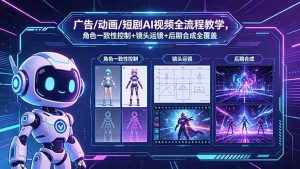 广告/动画/短剧AI视频全流程教学，角色一致性控制+镜头运镜+后期合成全覆盖-木子聊项目