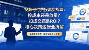 视频号付费投流实战课-5月：控成本还是放量？投成交还是ROI？核心决策逻辑全拆解-木子聊项目