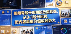 视频号起号视频投放运营课,从0-1起号运营,把内容流量价值放到更大-木子聊项目