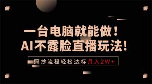 一台电脑就能做!AI不露脸直播玩法,照抄流程轻松达标月入2W+-木子聊项目