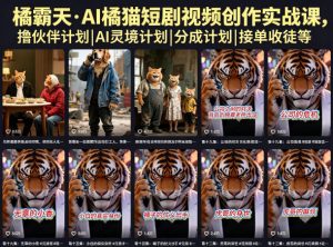 橘霸天·AI橘猫短剧视频创作实战课,撸伙伴计划|AI灵境计划|分成计划|接单收徒等-木子聊项目