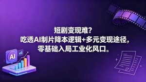 短剧变现难?吃透AI制片降本逻辑+多元变现途径,零基础入局工业化风口-木子聊项目