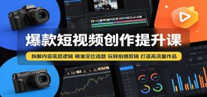 爆款短视频创作提升课：拆解内容底层逻辑，精准定位选题玩转拍摄剪辑打造高流量作品-木子聊项目