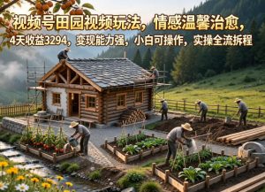 视频号田园视频玩法，情感温馨治愈，4天收益3294，变现能力强，小白可操作，实操全流程拆解-木子聊项目