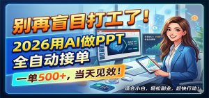 别再盲目打工了！2026用AI做PPT全自动接单，一单5张+，当天见效！-木子聊项目