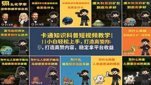 卡通知识科普短视频教学｜小白轻松上手，打造高赞内容，稳定拿平台收益-木子聊项目