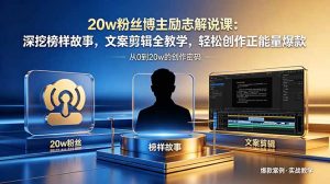20w粉丝博主励志解说课：深挖榜样故事，文案剪辑全教学，轻松创作正能量爆款-木子聊项目