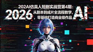 2026AI仿真人短剧实战营第4期：从剧本到成片全流程教学，零基础打造商业级作品-木子聊项目