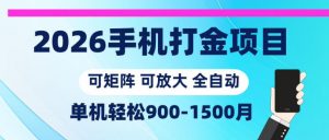 2026手机打金项目，小白轻松上手，单机900-1500月，可矩阵可放大【揭秘】-木子聊项目